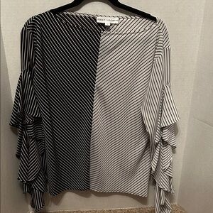 Robert Rodriguez Monochrome Striped Blouse